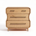Wooden chest of drawers with three storage compartments and metal handles