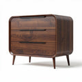 Walnut wood dresser with three drawers for bedroom storage 80 x 40 x 70cm