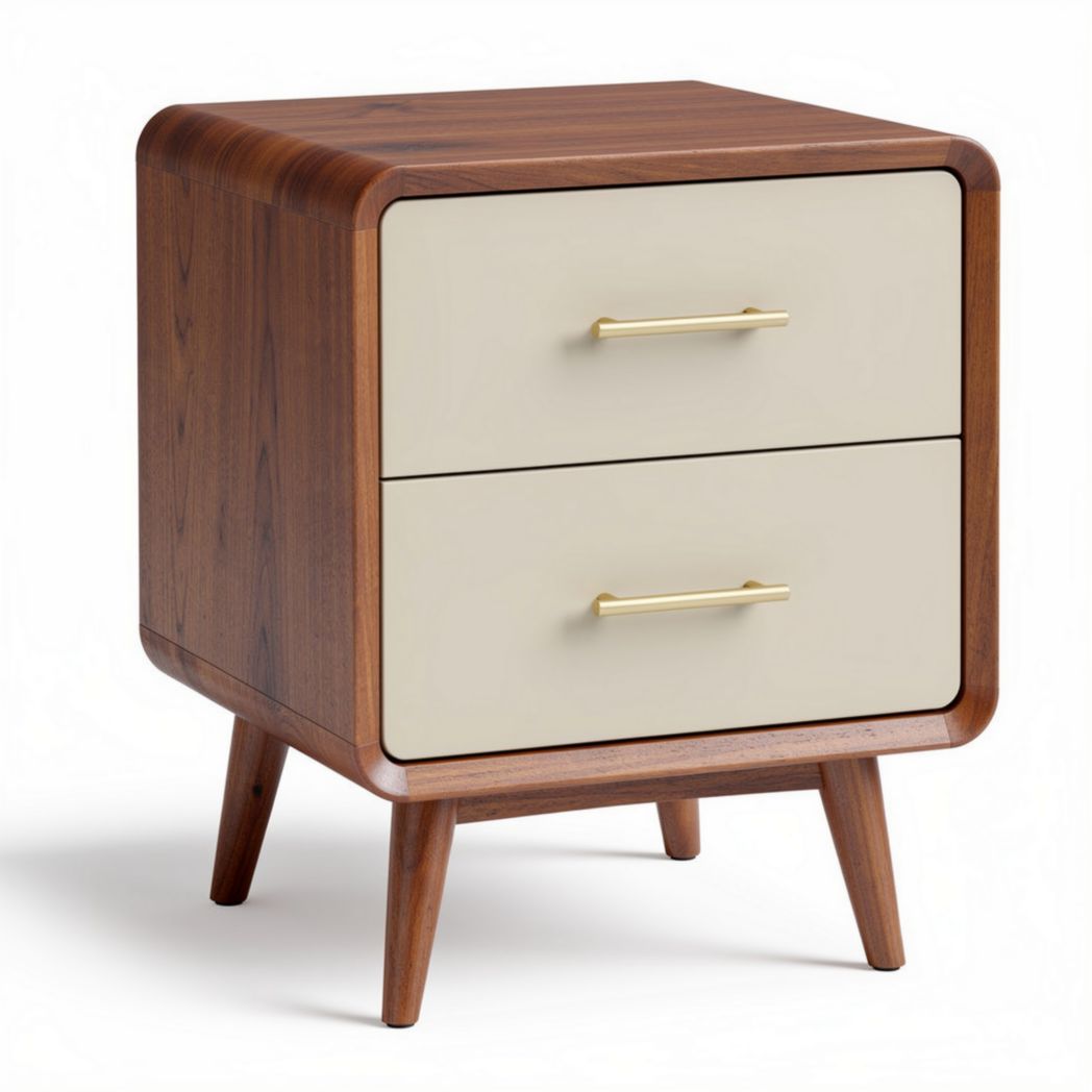 Wooden nightstand with two drawers and gold handles 24 x 20 x 25 inches