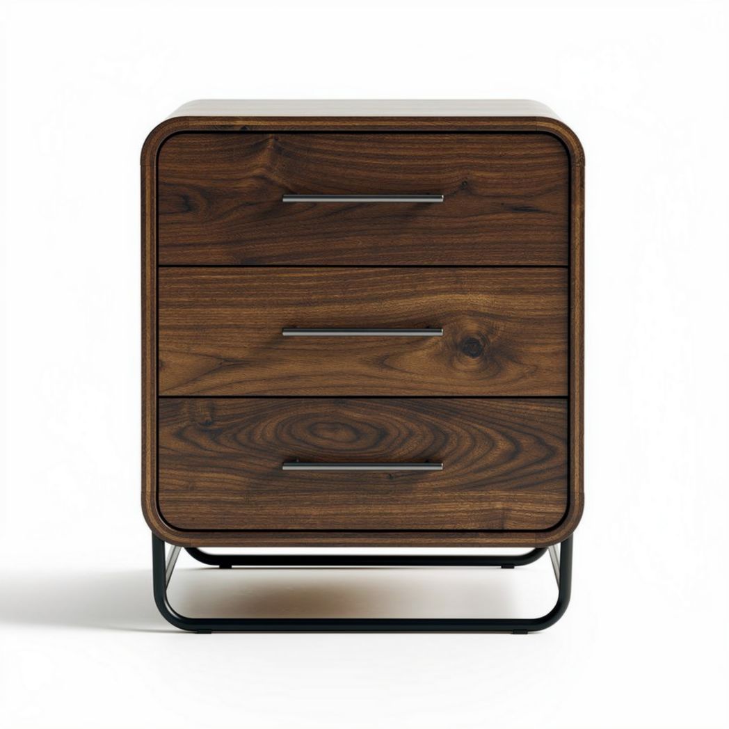 Modern oak nightstand with two drawers and metal legs 40 x 40 x 50cm
