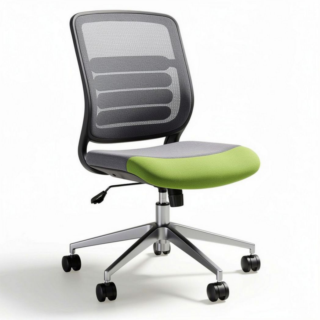 Mesh office chair with green seat and adjustable height 50 x 50 x 90cm