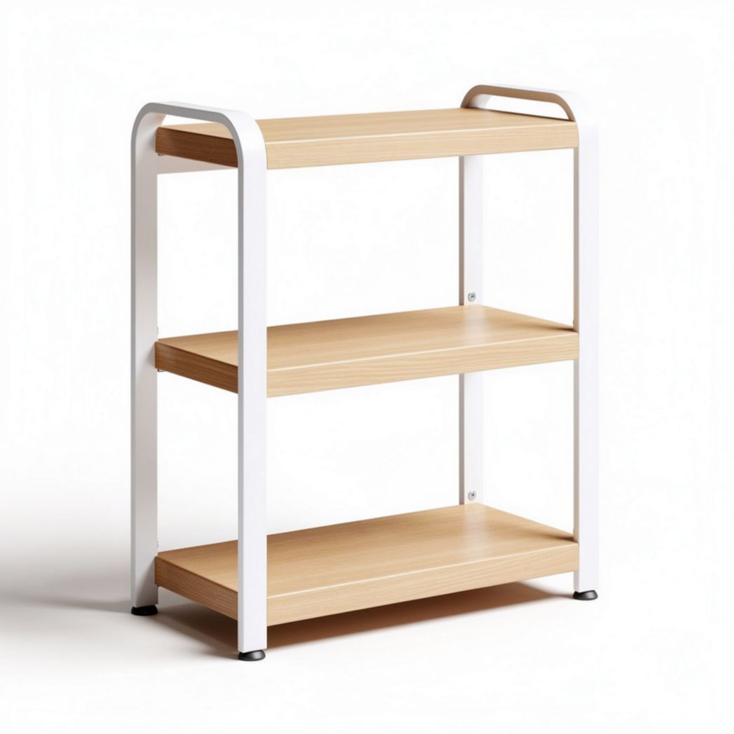 Wooden three-tier shelf for storage and display in natural finish 80 x 30 x 90cm