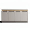 Modern wooden sideboard with four doors in light gray 150 x 45 x 70cm