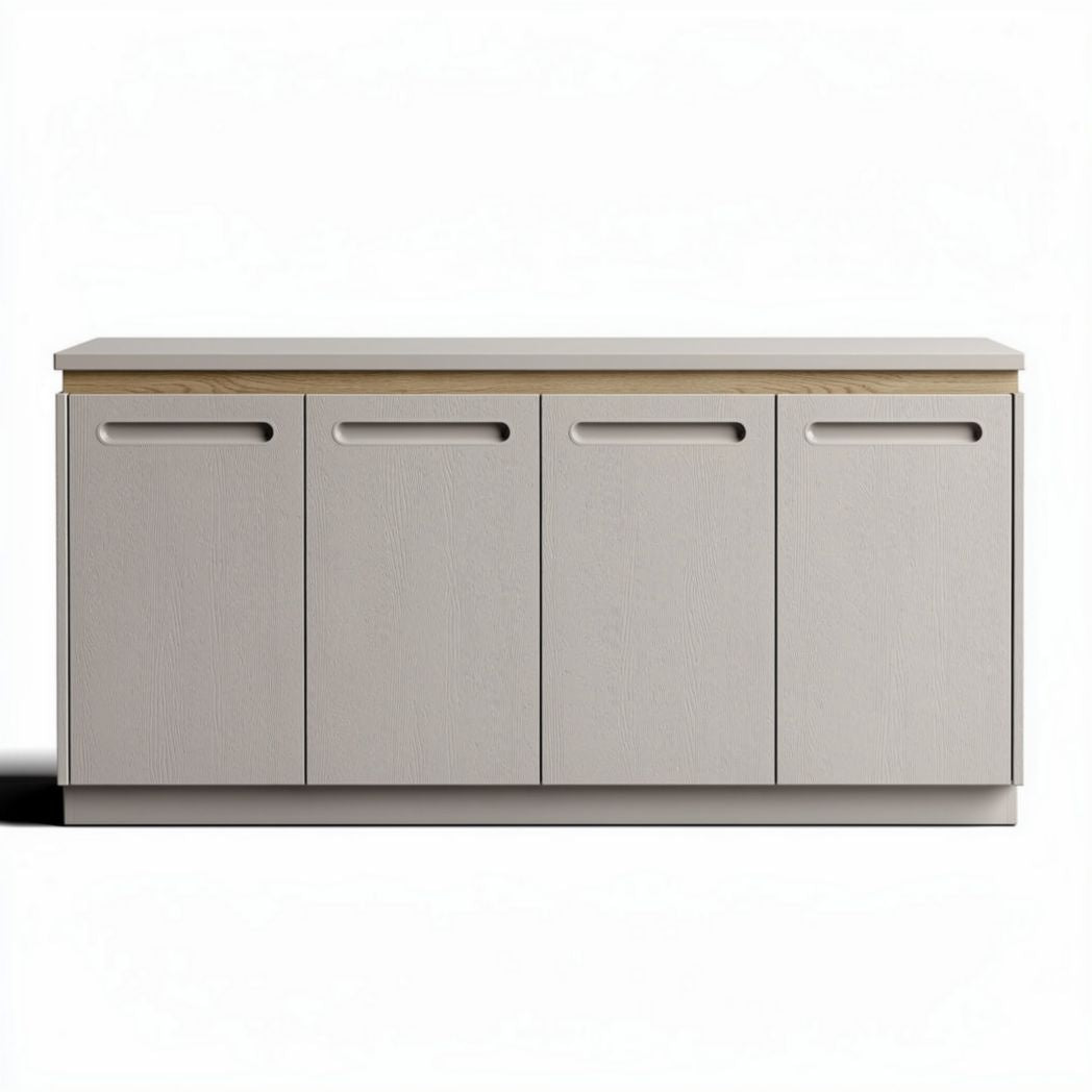 Modern wooden sideboard with four doors in light gray 150 x 45 x 70cm