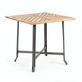 Square outdoor dining table with wooden top and metal frame 90 x 90 x 75cm