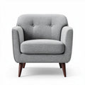 Light gray fabric armchair with wooden legs and buttoned backrest 70 x 80 x 80cm