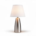 Table lamp with fabric shade and stainless steel base 15 x 15 x 30cm