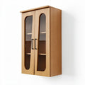 Wooden wall-mounted cabinet with glass doors and adjustable shelves 80 x 40 x 20cm