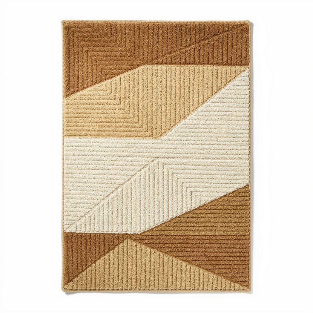Geometric area rug in beige and brown tones made of durable fabric 120 x 80 x 1.5cm