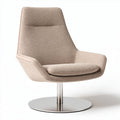 Swivel accent chair in beige fabric with stainless steel base 80 x 80 x 100cm