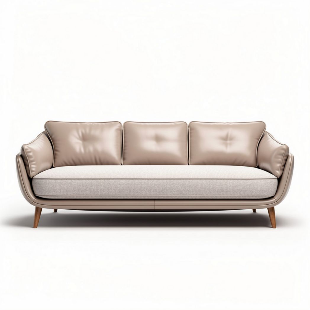 Modern minimalist sofa in beige fabric with wooden legs 200 x 90 x 80cm