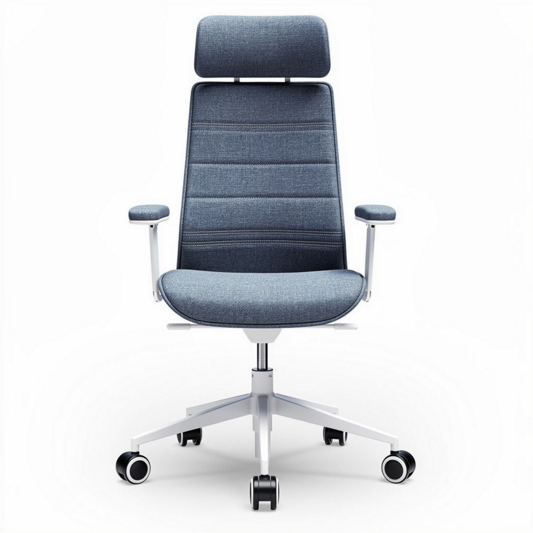 Ergonomic office chair with adjustable headrest in grey fabric 48 x 55 x 100cm