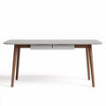 Wooden desk with modern gray laminate top and two drawers 150 x 75 x 75cm
