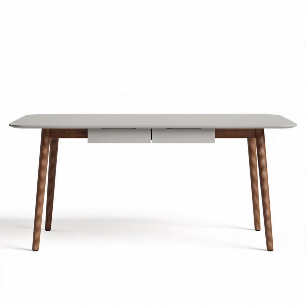 Wooden desk with modern gray laminate top and two drawers 150 x 75 x 75cm