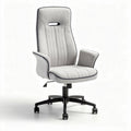 Ergonomic office chair with adjustable height and swivel base in gray fabric
