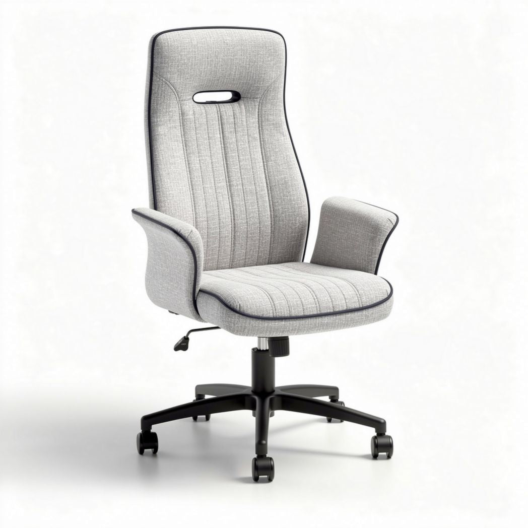 Ergonomic office chair with adjustable height and swivel base in gray fabric