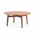Round coffee table with terrazzo top and wooden legs 100 x 100 x 45cm