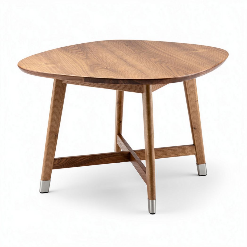 Wooden round dining table with tapered legs 80 x 80 x 75cm walnut color